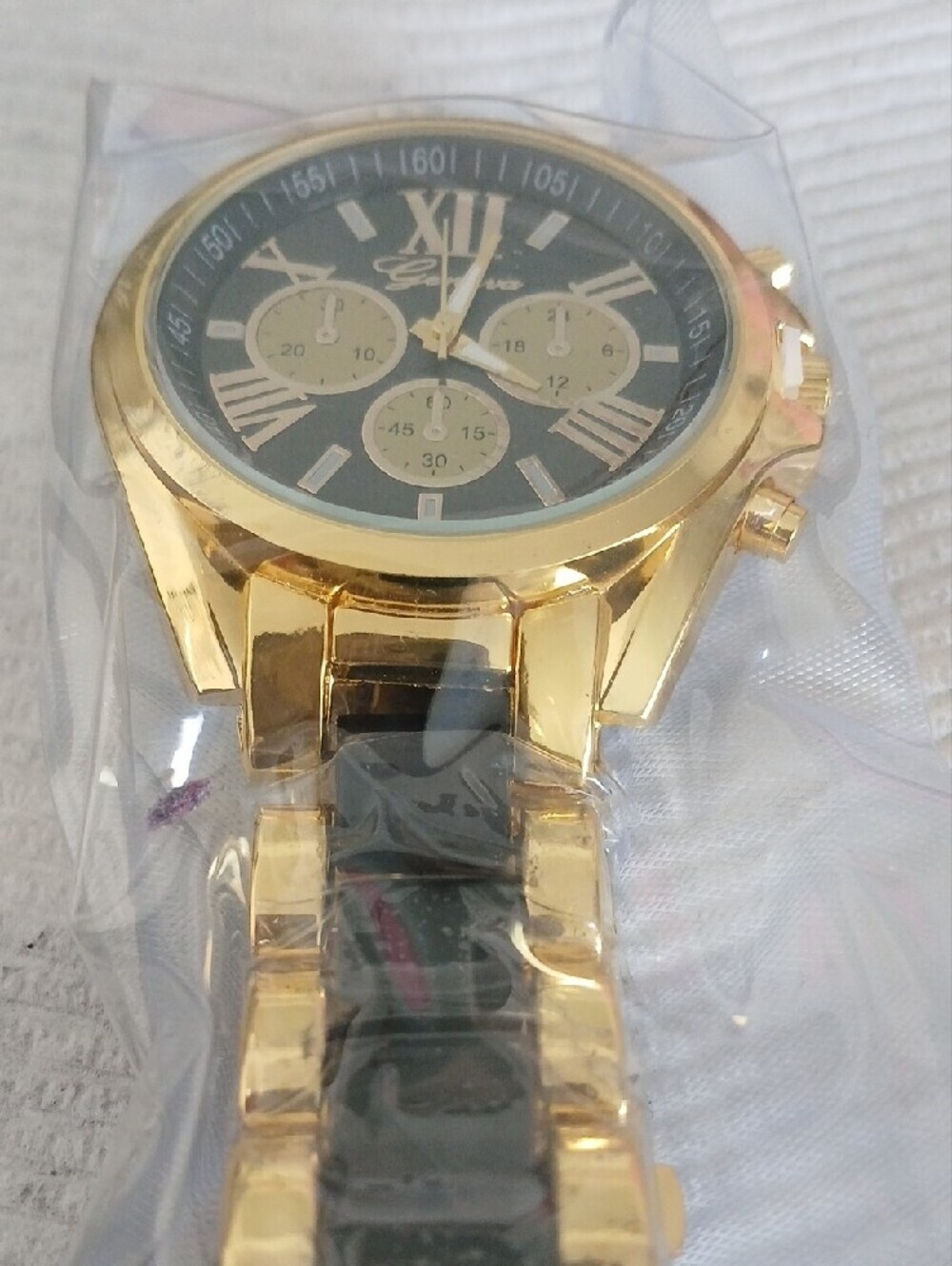 Gold and Black Chronograph Bracelet Watch - Picture 2 of 7